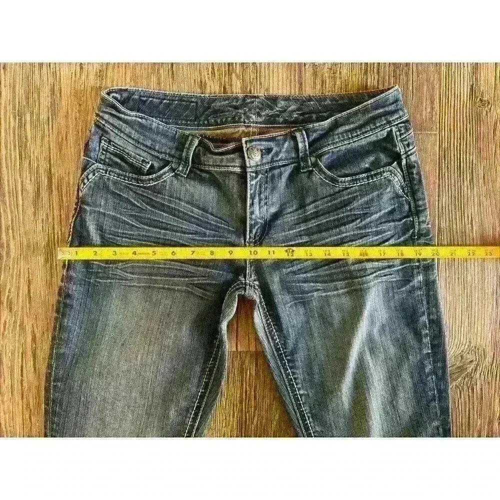 Seven 7 Jeans Womens Size 30 Blue Denim Whiskering Skinny Low-to-Mid Rise - Picture 9 of 12